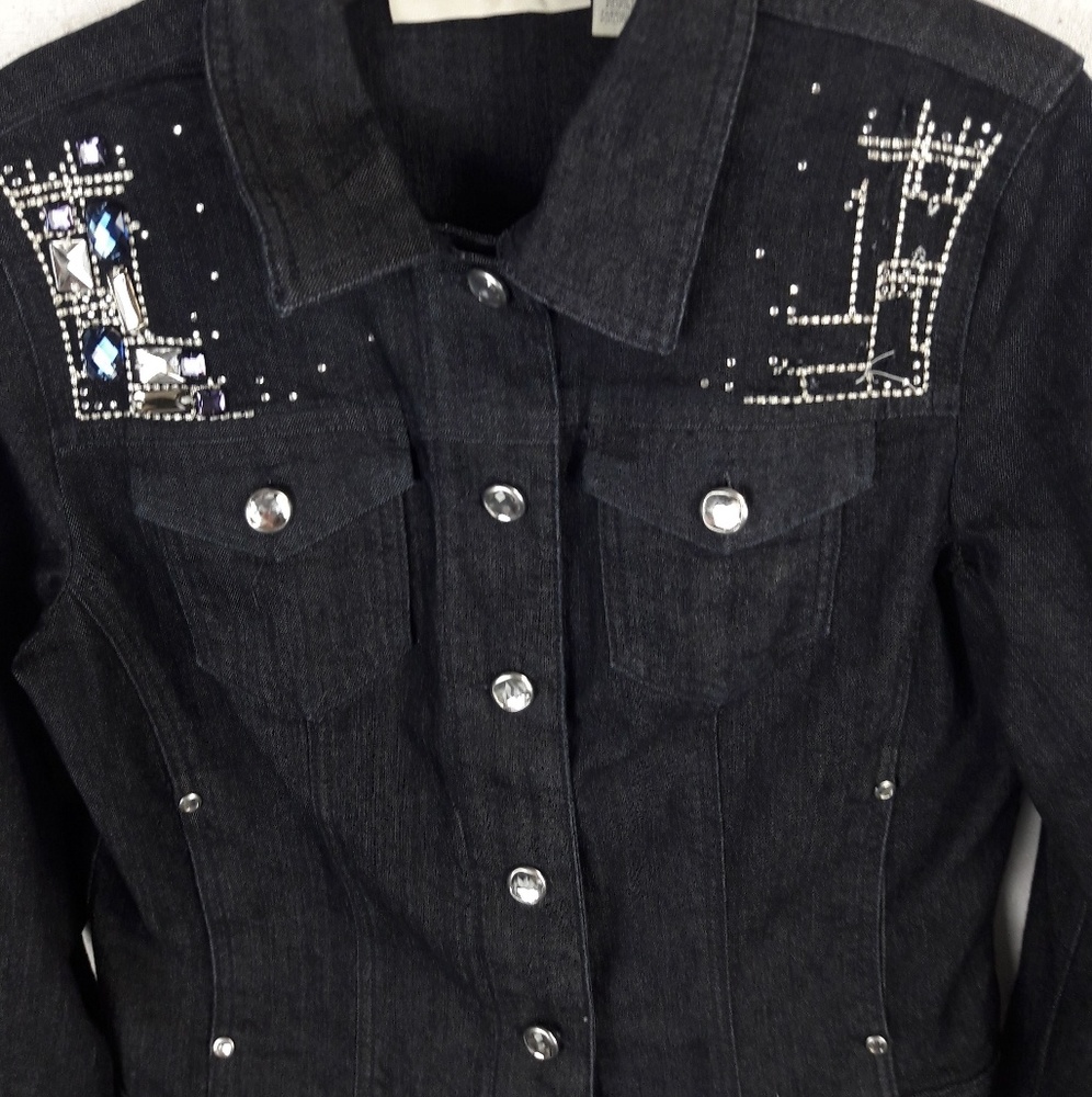 Platinum Chicos Black Denim Sequin Jacket Pearlly - Picture 4 of 4